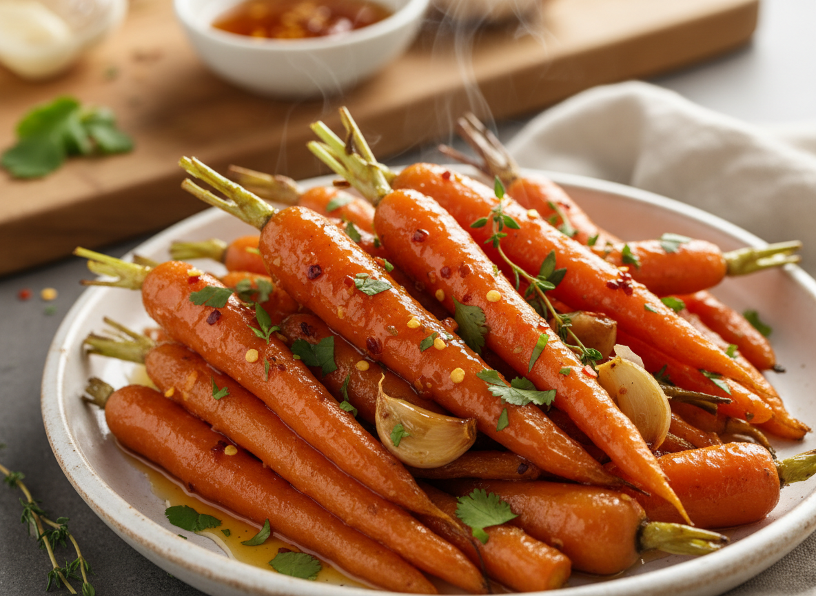 Hot Honey Roasted Carrots