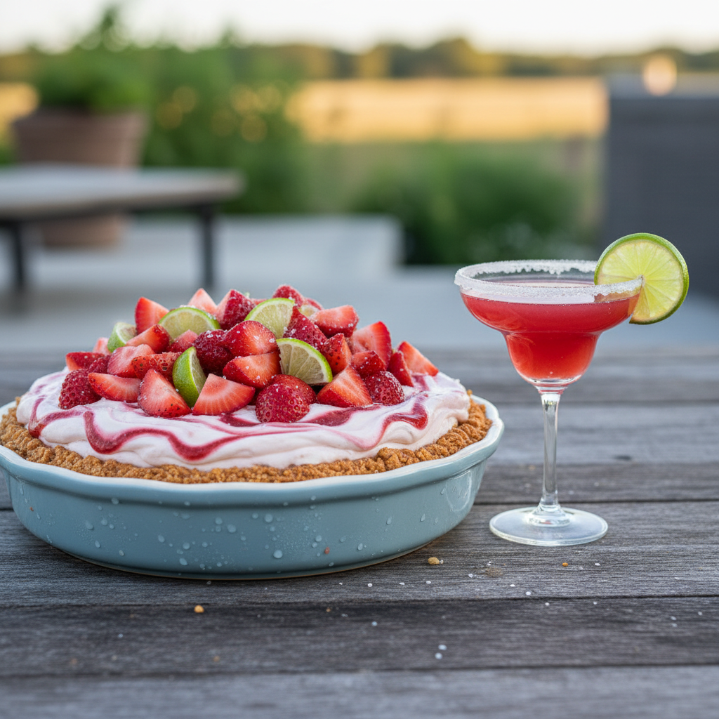 Hot Honey Strawberry Margarita Pie